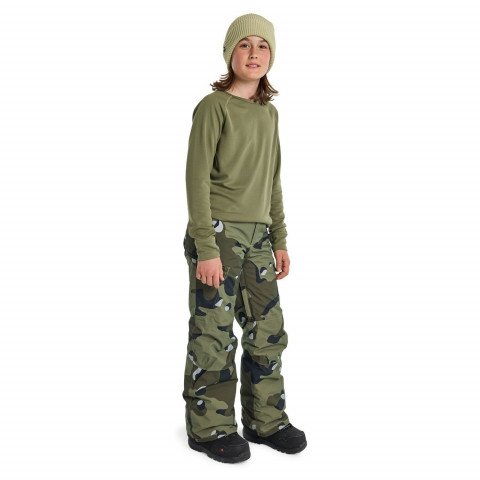 Pantaloni Snowboard Copii Burton Boys' Exile 2L Cargo - Forest Moss Cookie Camo