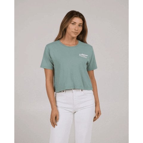 Tricou Dama Salty Crew Fish Bowl Crop - Sage - Salty Crew