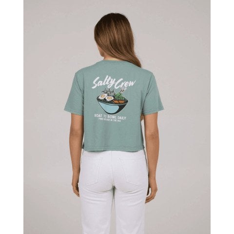 Tricou Dama Salty Crew Fish Bowl Crop - Sage - Salty Crew