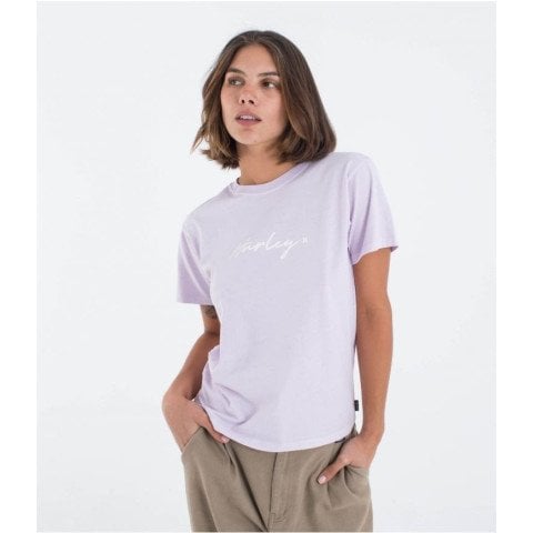 Tricou Dama Hurley Organic Script - Lavendar Fog