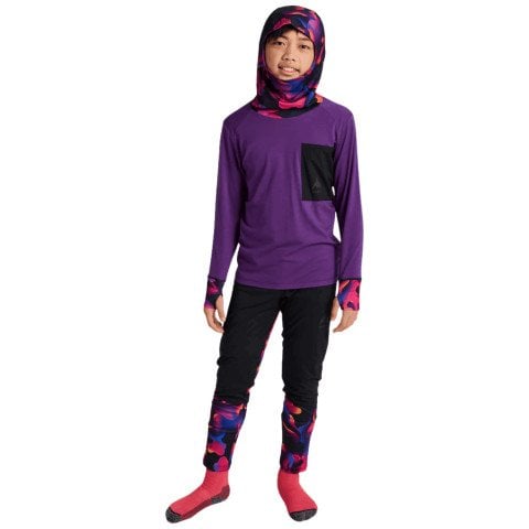 Set bluza si pantaloni termici copii Burton K Outbeam Merino - Imperial Purple True Black - Burton