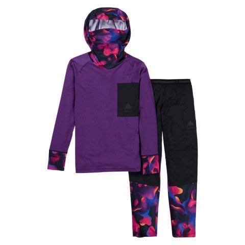 Set bluza si pantaloni termici copii Burton K Outbeam Merino - Imperial Purple True Black - Burton
