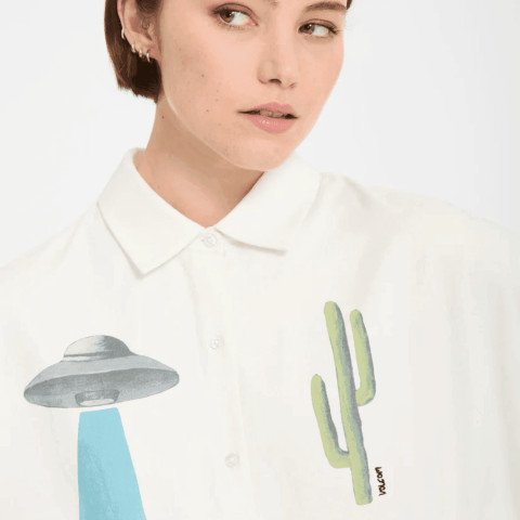 Camasa Dama Volcom Mickey Mason - Off White
