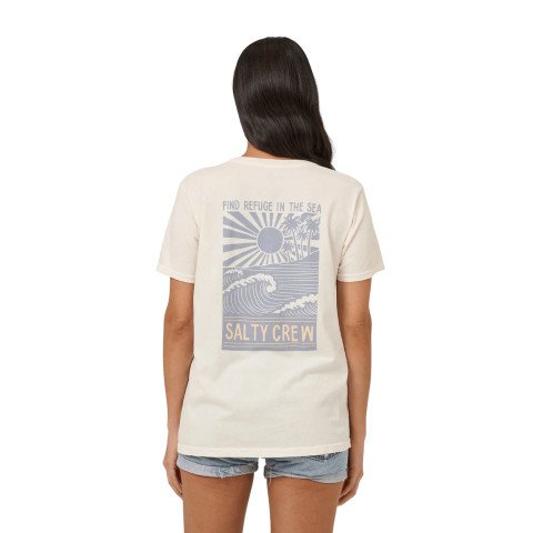 Tricou Dama Salty Crew Rise And Smile Boyfriend - Off White - Salty Crew